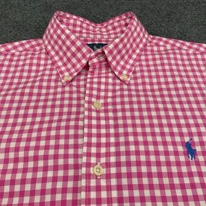Ralph Lauren Women’s Small Petite Button Down Custom Fit Pink/White check